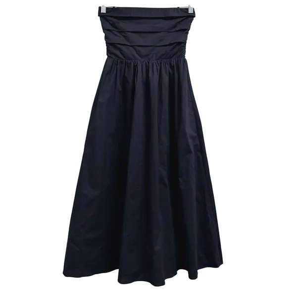 WAYF Olivia Midi Dress Women‎ XS Black Pleated Convertible Strapless Cotton -NEW - Image 3