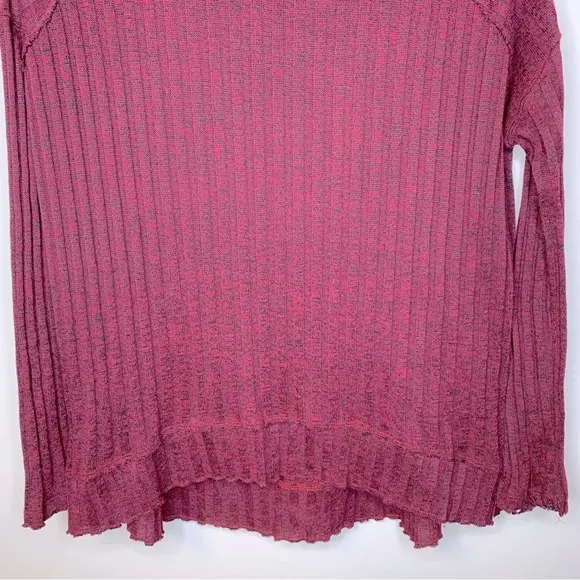 Free People Clarissa Mock Neck Ribbed‎ Burgundy Sweater Size S - Image 8
