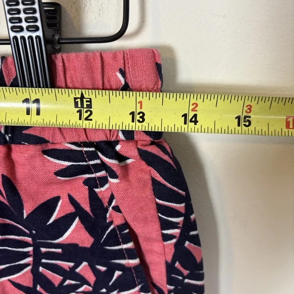 J Crew Shorts Sz 00 Pink Blue Linen Blend Palm Leaf Pull On 3" Inseam Tropical‎ - Image 4