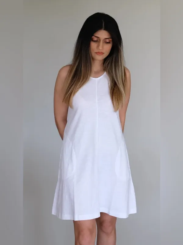 Nation LTD Phoebe Sleeveless A Line Mini Dress in Optic White - Image 9