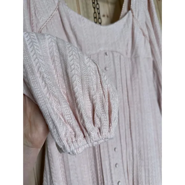 NWT Lulus Coveted Sweetness Blush Pointelle Knit Long Sleeve Mini Dress Size L - Image 4