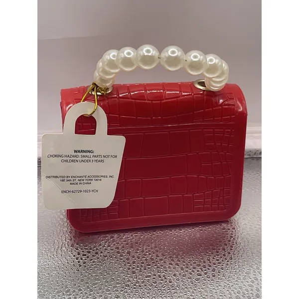Jelly Pearl Rivet Red Handbag Purse‎ Small Purse - Image 2