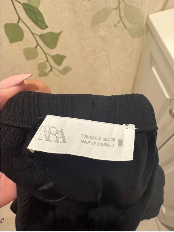 Zara Black Wide-Leg Drawstring Jogger Pants - Image 3