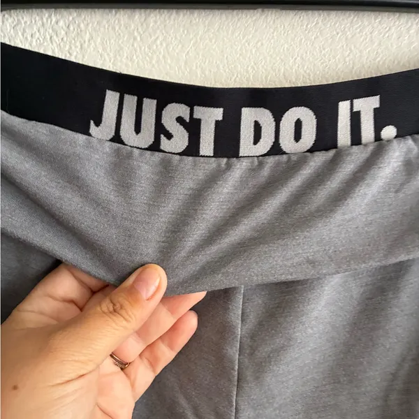 Nike Dri Fit Just Do It Foldover Knit Pull On Jogger Pants Grey L - Image 9