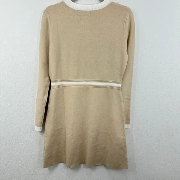 ZESICA‎ Preppy Ladylike Sweater Dress Medium Beige White Gold Buttons Mini NWT - Image 10