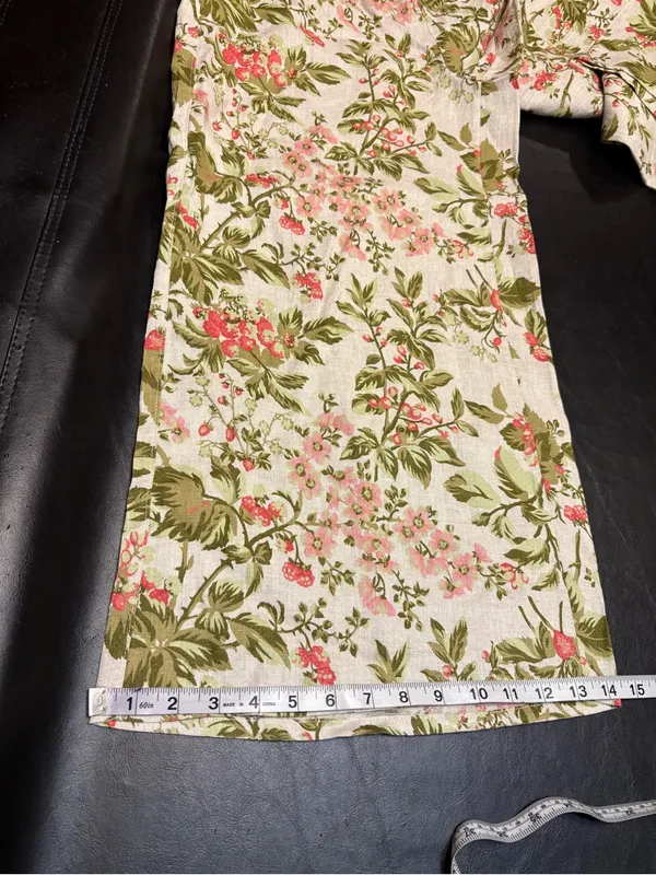Laura Ashley 100% Linen Wide-Leg Berry & Floral Pants with Pink & Green Print Lg - Image 15