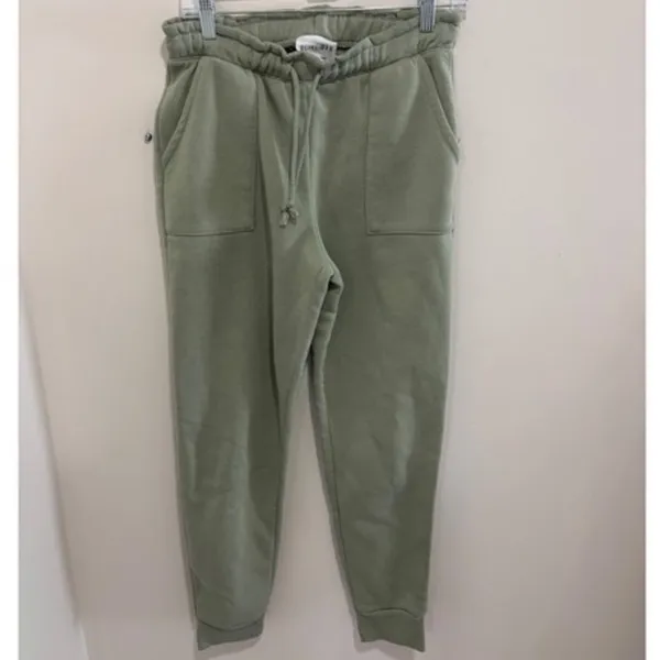 Olive +‎ Oak Sage Green Fleece Joggers Sweatpants Pockets Womens Medium - Image 3