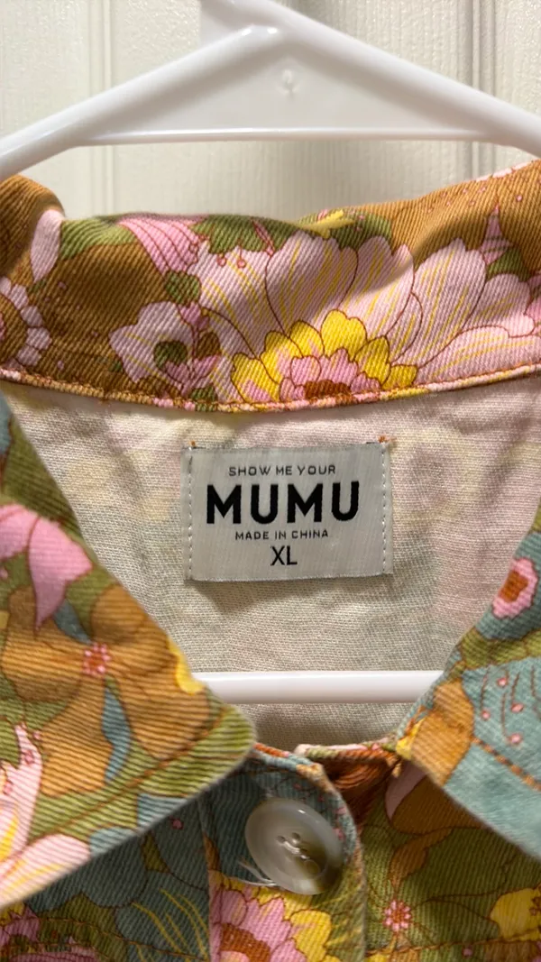 Show Me Your Mumu Cannon Romper Floral Groovy Blooms Denim XL - Image 5