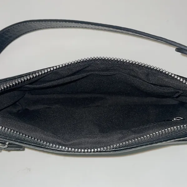 Black Alligator short strap shoulder purse - Image 3