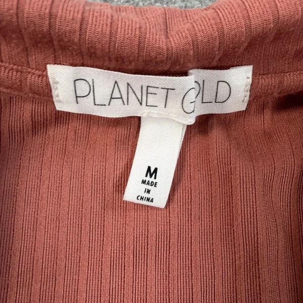Planet Gold Women's Medium Ribbed Ruched Drawstring V-Neck Long Sleeve Crop Top - Image 6