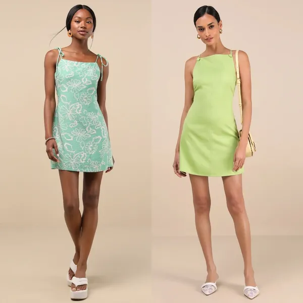 NWT Lulus Mini Dress Green Square Neck Casual Party Womens Bundle Size M - Image 2