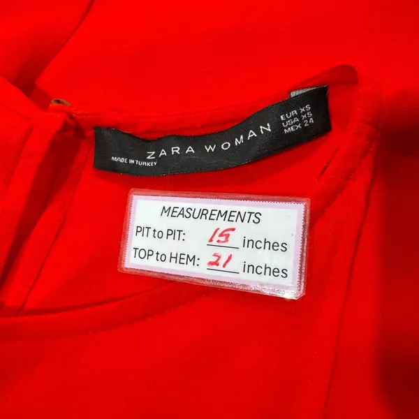 Zara Woman Tank Top Sz XS Red Faux Wrap Sleeveless - Image 5