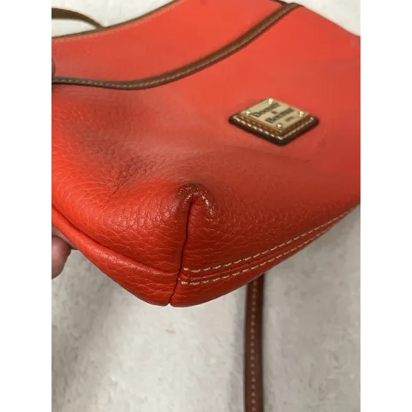 Dooney & Bourke Ginger Pouchette Crossbody Pebble Leather RED/ORANGE - Image 10
