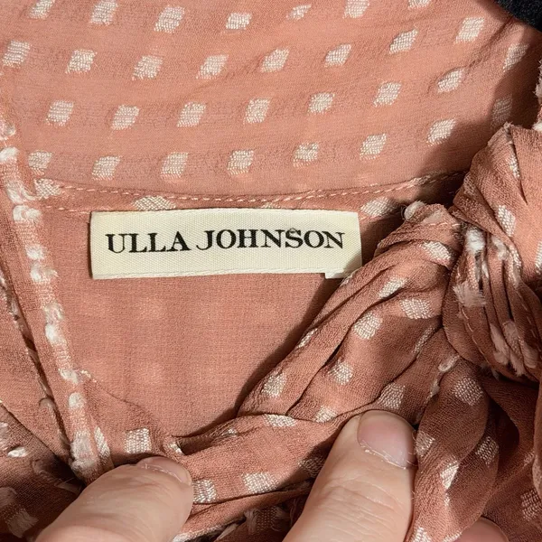 Ulla Johnson Soft Mesa Pink Silk Blend Sheer Carine Top Blouse Size S - Image 3