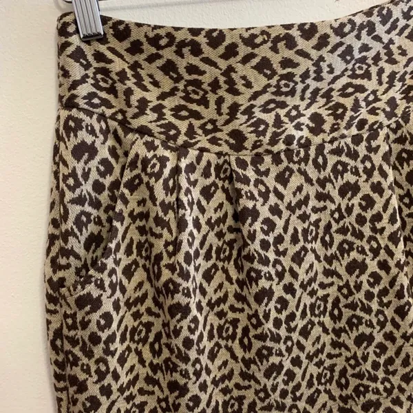 Grass Collection Leopard Jacquard Knit Mini Skirt Medium Pockets Stretch - Image 4