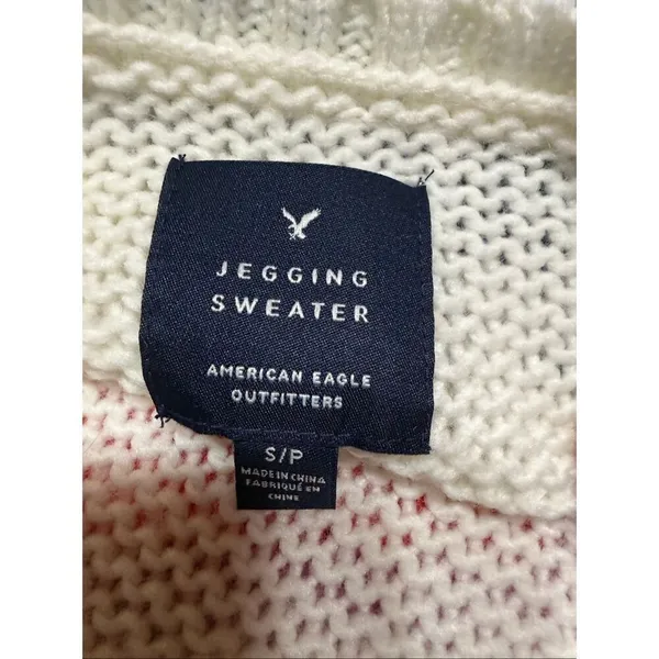 American Eagle Jegging Sweater Cream Rainbow Wool Blend Sz S NWT - Image 3