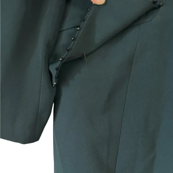 Sunny Choi Vintage Emerald Greed Beaded Sequin‎ Accent Longline Button Blazer 14 - Image 5
