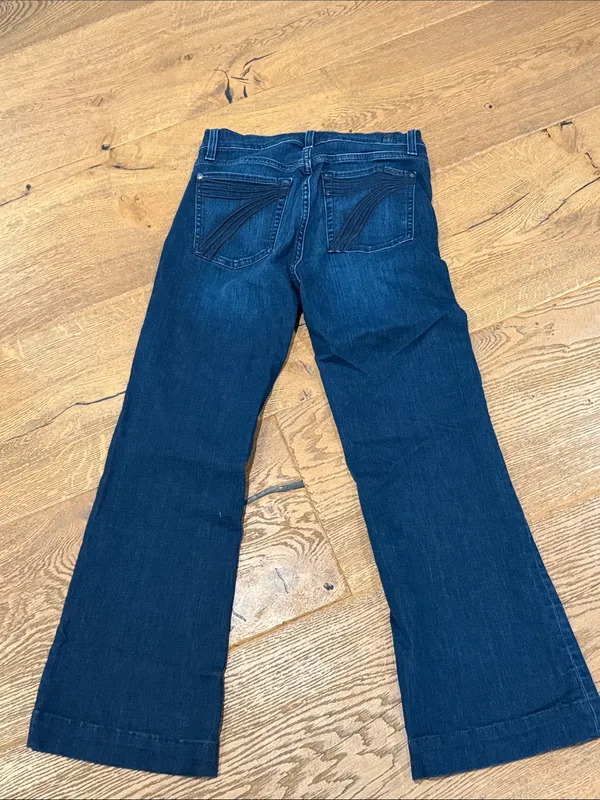 7 for all mankind dojo tailorless flare jeans size 27 dark denim - Image 2