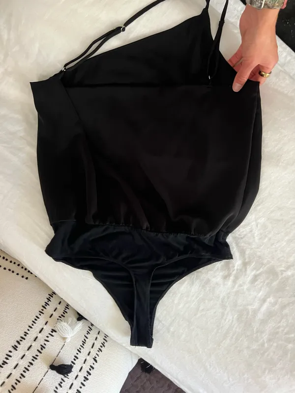 Lulus black one piece silky smooth satin bodysuit - Image 11