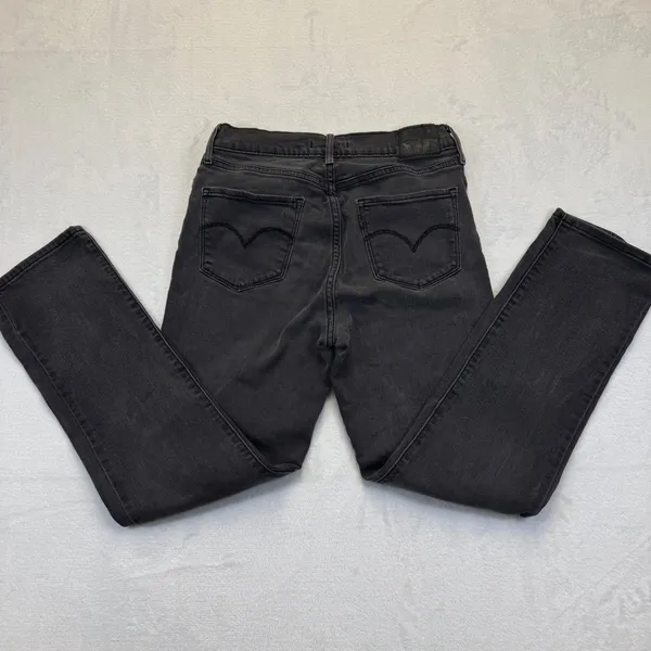 Levis 724 High Rise‎ Straight Jeans 28 Faded Black Dark Gray Denim 18883-0105 - Image 2
