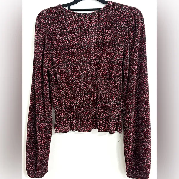 Zara Accordion Patterned Crop Blouse Medium - Image 4