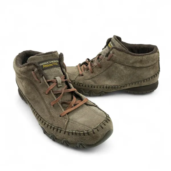 Skechers Shoes Womens 10‎ Relaxed Fit Brown Leather Faux Fur Bikers Totem Pole - Image 3