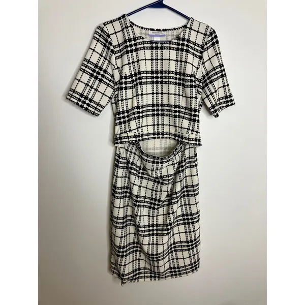 Motherhood Maternity Nursing Dress Womens S Black White Excellent Plaid Sheath - Image 2
