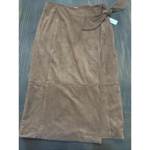 Anthropologie NEW NWT Lauren Sueded Wrap Midi Skirt Brown Size M - Image 2