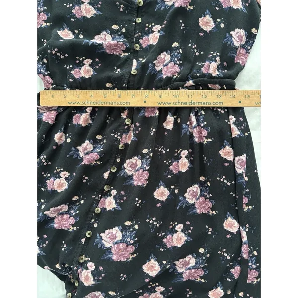American Eagle Floral Maxi Dress Size L Black Cottage Prairie Country Hi Low - Image 12