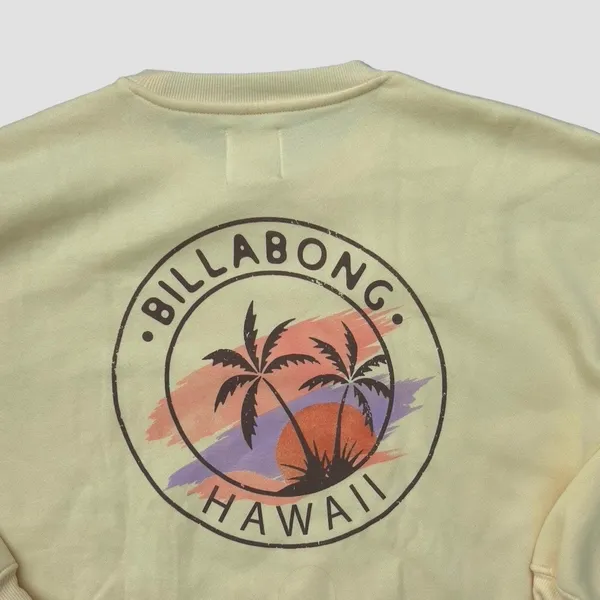 Billabong Yellow Hawaii Sweatshirt Palm Tree Graphic Crewneck Women's M NWOT - Image 5