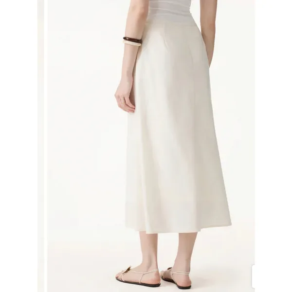 OGL Linen 2Pcs Boatneck Waist-Defined Top & Maxi Flared Skirt Small - Image 6