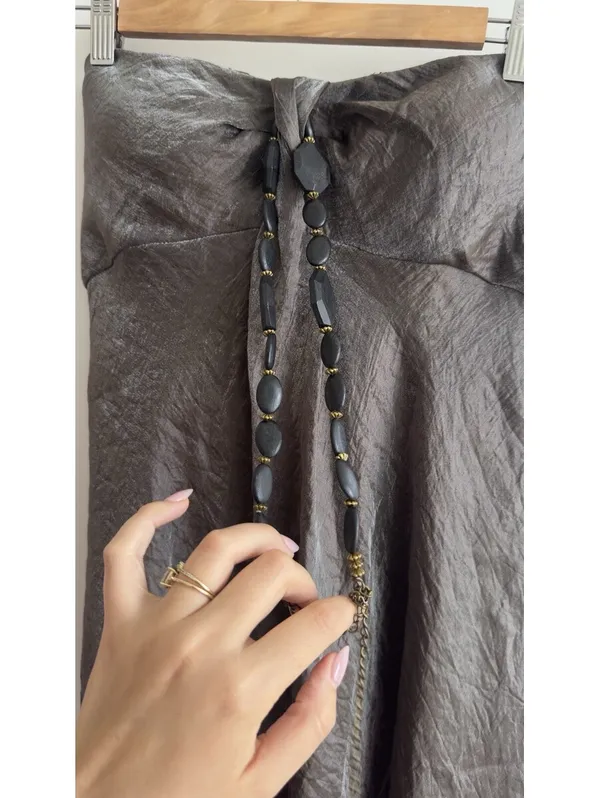 Adrianna Papell Strapless Brown Formal Gown Beaded Necklace Dress NWT 12 - Image 9