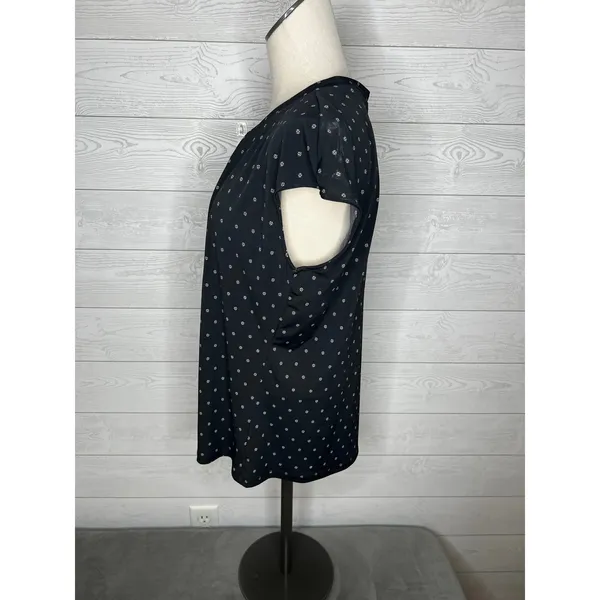 Worthington black/white floral print pleated blouse dressy business casual XL - Image 4
