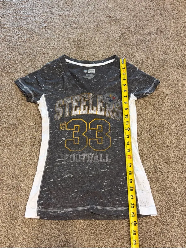 Team Apparel Women's Heather Black Steelers Short Sleeve Tee Size Small - Image 5