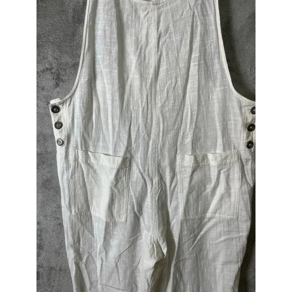L*Space White Overalls Relaxed Coastal Grandmother Beachy Minimalist Jumpsuit MD - Image 6