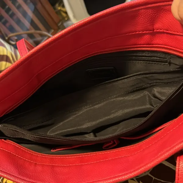 NINE WEST RED LEATHER TOTE - Image 9