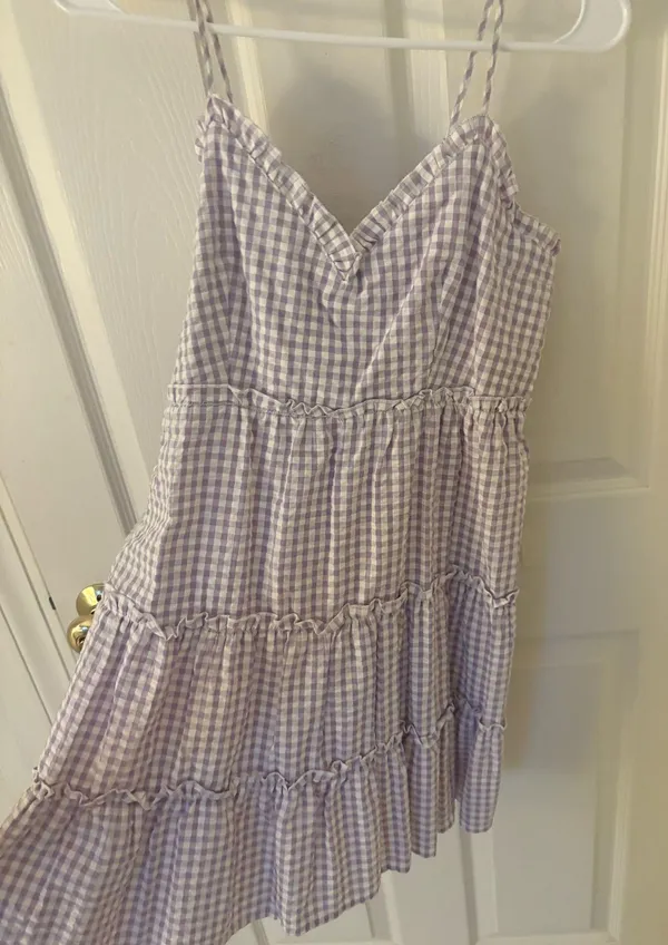 Purple and White gingham dress - Image 2