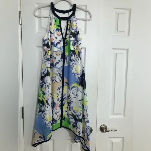 Adrianna papell‎ Blue floral fit flare dress women’s size 6 Vacation travel - Image 3