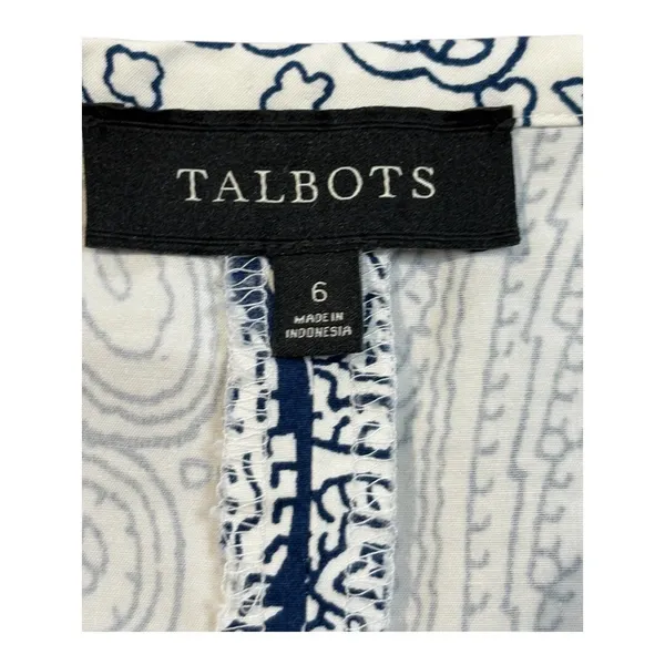 Talbots Paisley A-Line Skirt Womens 6 Blue White Cotton Blend Knee Length Zipper - Image 7