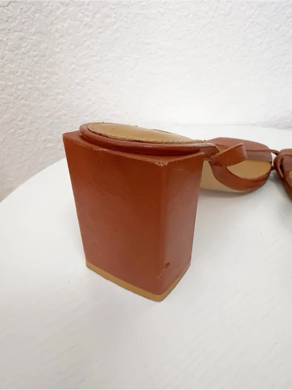 Jaggar The Label Brown Leather Thin Strap Square Toe Block Heel Slide Sandals 6 - Image 7