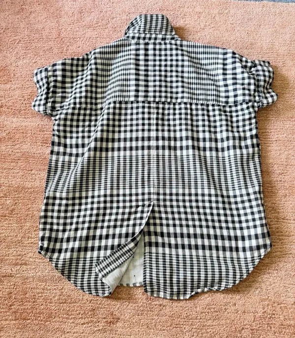 Madewell Black White Plaid Double Layer Oversized Shirt XXS Short Sleeve - Image 10