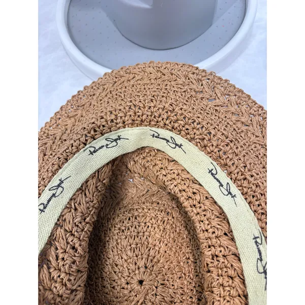 Panama Jack Women Brown Toyo Straw Sun Hat Cowrie Shell Bead‎ Tassel Vacation - Image 11