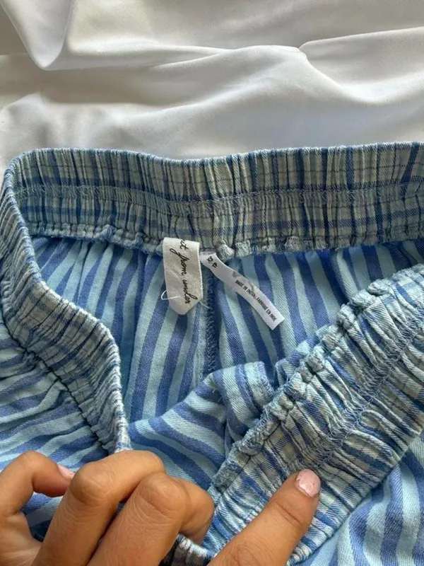 Urban Outfitters Blue and White Striped Cotton Athletic Shorts - Image 3