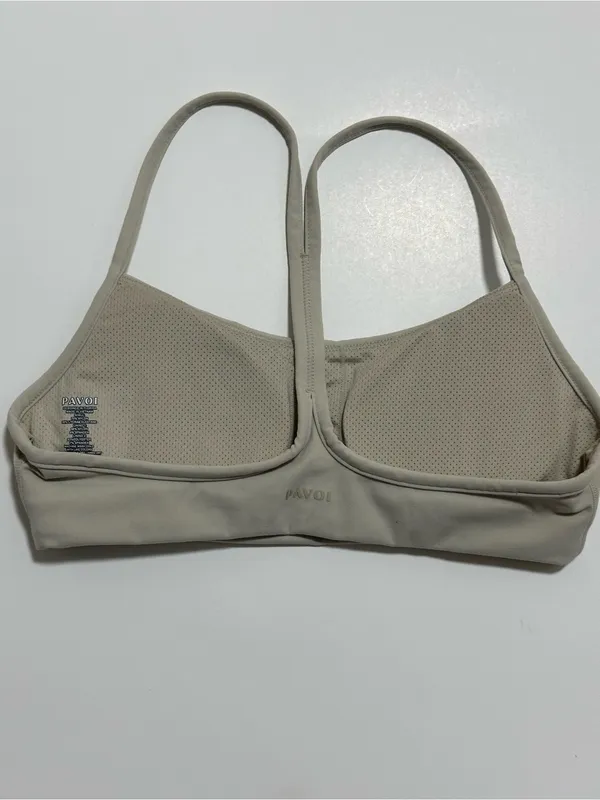 PAVOI ACTIVE Yoga Racerback Bra - Buttery Soft FlexFlow - Size M - Beige - Image 4