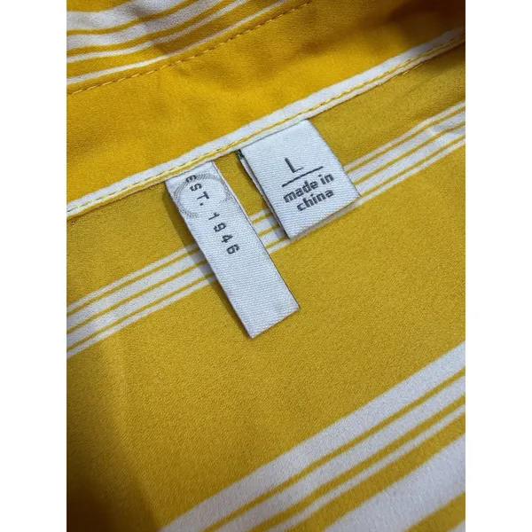 est. 1946 Yellow white striped Hi-Low top w/ tie Lg. Bussiness Officewear F64 - Image 2