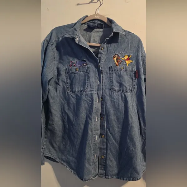 Disney Blue Denim Shirt with Embroidered Characters - Image 5