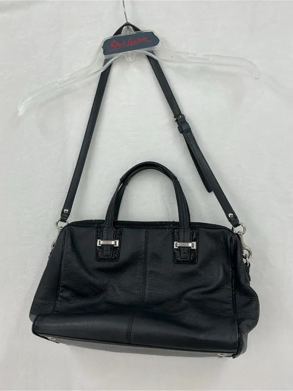 Coach Black Leather Satchel with Adjustable Strap c19 - Image 5