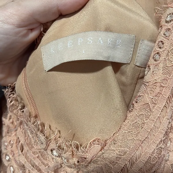 Keepsake the Label Bridges Lace Handkerchief Mini Dress Blush Size Large - Image 2