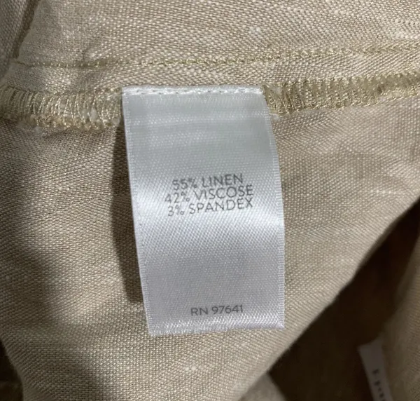 J Jill Linen Stretch Flat Flat Front Beige Pants Elastic Waist Large - Image 9