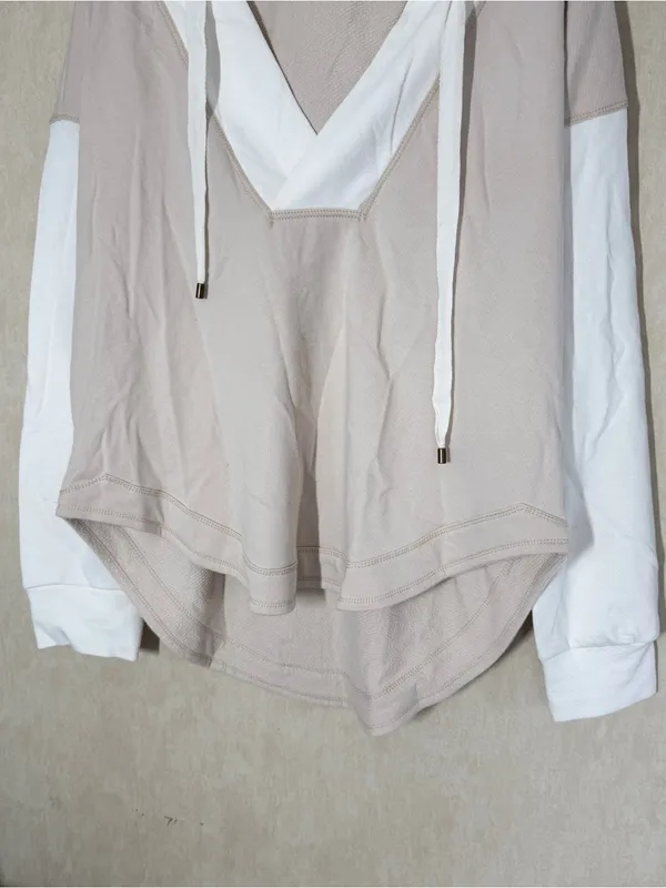 Pilcro Women’s Wharfside Hooded Sweatshirt V-Neck Pulloveriin Colorblock XL - Image 7